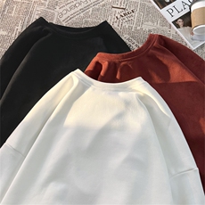 光板鹿皮绒春秋港风卫衣休闲潮牌圆领纯色多颜色外套WY6111-P40，男装卫衣，电商A128