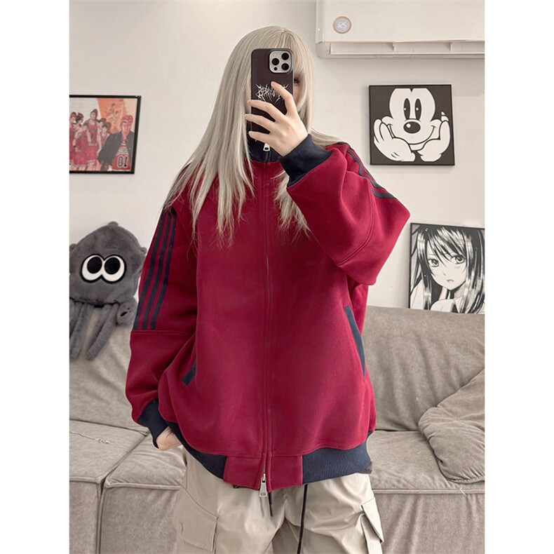 抖音得物高品质美式高街重磅结构设计拼接织带立领卫衣外套CM42，男装卫衣，电商A486