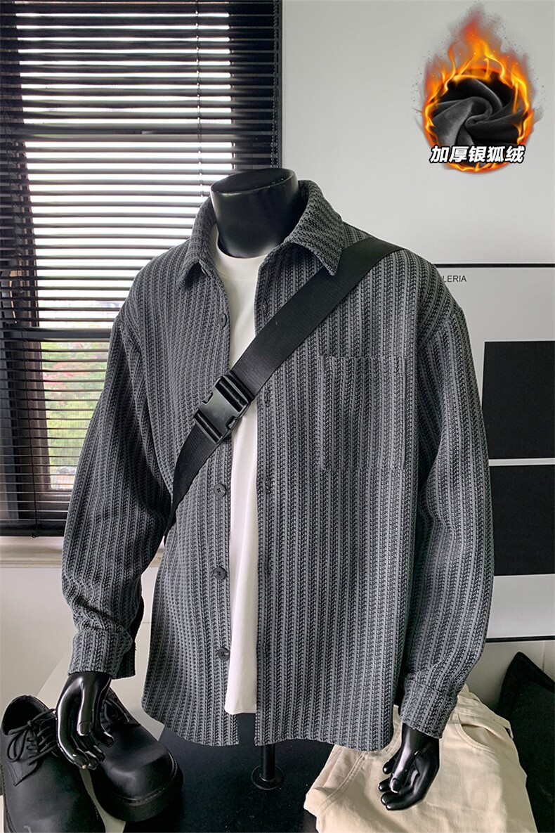 450g重磅雪尼尔鱼骨纹加绒银狐绒夹克外套男J5268J加绒-特P48控88,男装夹克,电商A001