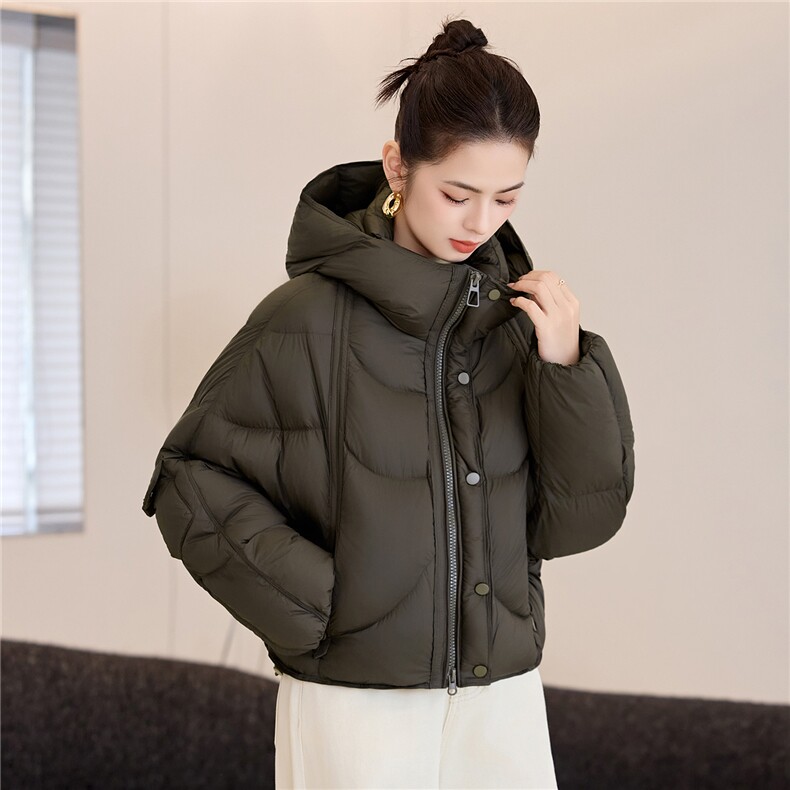 短款连帽羽绒服女2025年冬季新款小个子百搭面包服白鸭绒外套,女装羽绒服,阿舍尔精品