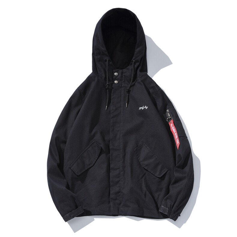 2021春秋季新日系马切达连帽抽绳宽松刺绣大码夹克外套男J8607-P75,男装夹克,电商A001