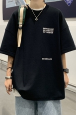 XZ213-19D99-P25控38港风大码字母印花宽松透气圆领短袖T恤，男装T恤，星座213