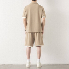 纯色二开TZ25318-特P60短袖T恤短裤青少年休闲运动套装POLO衫，男装Polo衫，电商D310B