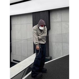 [有货]灰色卫衣连帽毛线拼接设计感小众宽松休闲外套 WY712 特P43图片