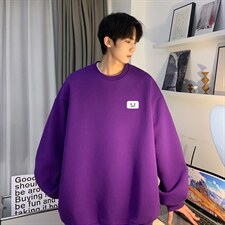 抖音品质秋季新款潮流小标宽松圆领落肩卫衣JK23343特批24控39，男装卫衣，星座605(原A050)