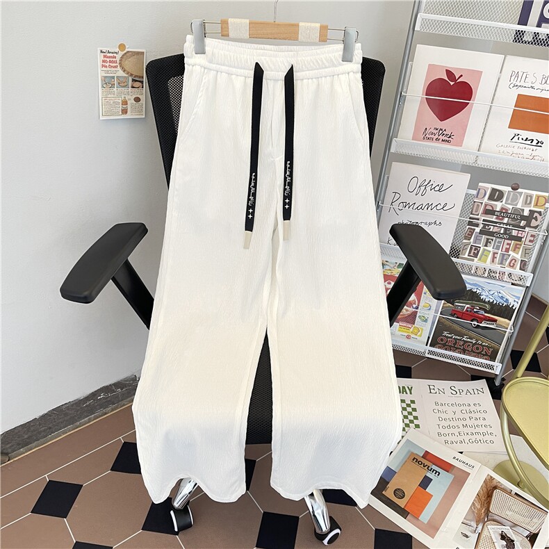 DK9541-P35肌理感冰丝裤子男夏季薄款直筒潮牌垂感男生休闲长裤图片