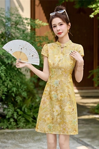 短袖新中式旗袍连衣裙女夏季2026新款气质减龄独特漂亮掐腰小裙子图片