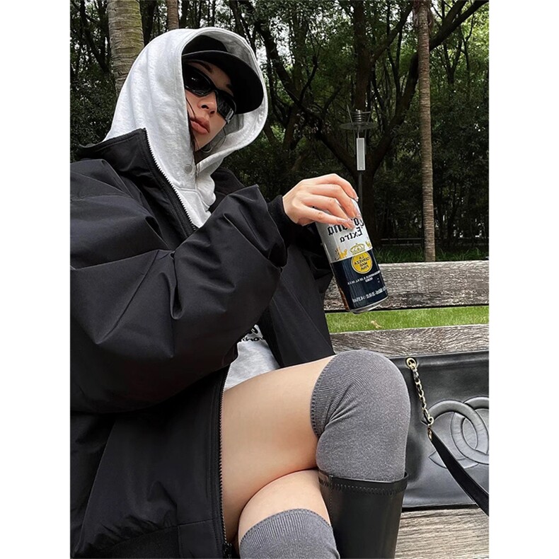 抖音得物美式潮休闲夹克春季立领纯色复古工装加厚棉服外套MF01,男装夹克,电商A443