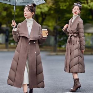 【bao款现货】2024新款冬装气质简约拼接流苏羊绒羽绒服白鸭绒图片