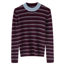 2025年秋季时尚百搭通勤简约休闲修身半高领条纹加厚，女装羊绒衫，麦德绒