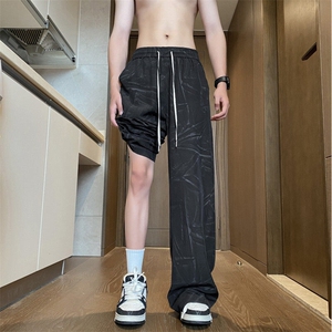 抖音品质夏季新款潮流脏脏宽松休闲冰丝裤B315-K25404-特p30控58图片