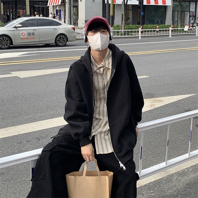特P65无差价新款春季潮流百搭拉链连帽卫衣-KS0019港风1,男装卫衣,电商A003