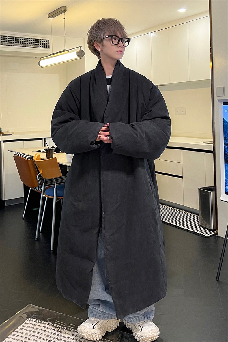 8XL-M90白鸭绒！特大码羽绒服日系绒面长款棉衣男YRFC03P268,男装羽绒服,电商D206-1