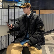美式街头复古刺绣棉衣男冬季棉袄潮宽松情侣棉服外套W4279-P85，男装棉衣，星座412