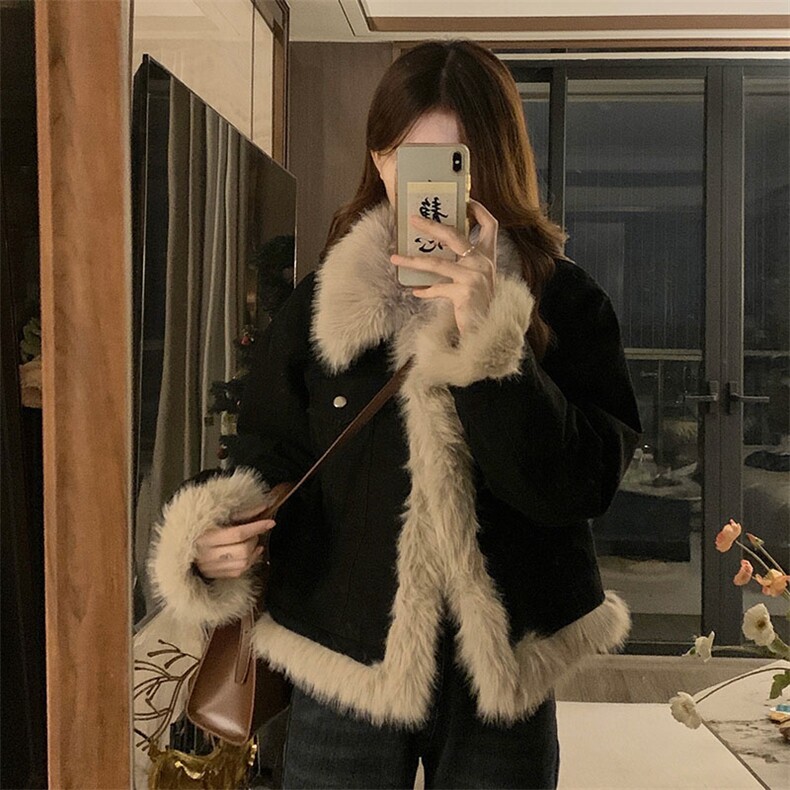 加厚夹棉毛绒牛仔棉服外套女新款冬高级感棉袄上衣C615-P130,男装工装外套,星座911-2(原星座613-2）