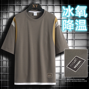 冰氧仿短袖网格挂拍体恤夏季休闲百搭印花男上衣TC3157-P25控48图片