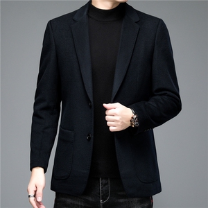 2021羊毛西服男西服领中年男士休闲潮流外套ALXB8201-P300图片