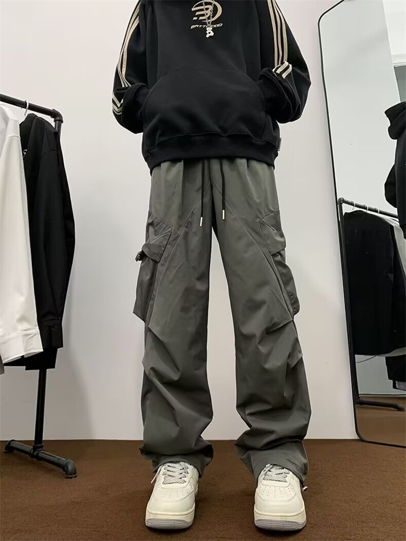 工装裤男直筒多口袋美式高街机能风学生休闲裤A874P38,男装休闲裤,星座1116-2