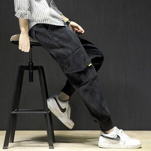 20秋季新款黑墙日系大码潮流工装灯芯绒宽松休闲裤K1012-P45图片