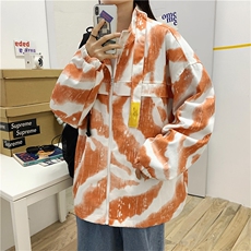 港风落肩宽松夹克秋季厚款扎染印花夹克男女情侣款宽松外套潮，男装夹克，星座302B
