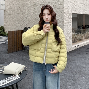 极简风休闲轻羽绒服女2025冬季新款韩系立领保暖白鸭绒百搭厚外套图片
