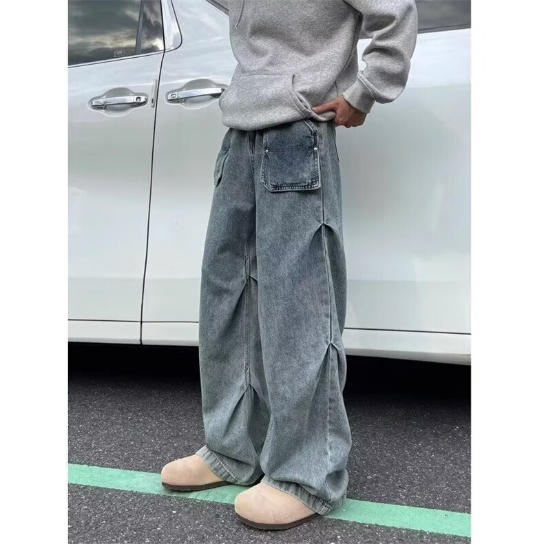 1506-1/KA0811/P54水洗泼墨牛仔裤男春秋款美式复古宽松休闲百搭,男装牛仔裤,星座1506-1