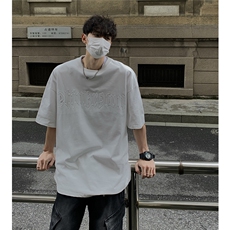 港风钢印字母潮短袖T恤男DT77775P25块特价控48：供抖音视频，男装T恤，星座227-7