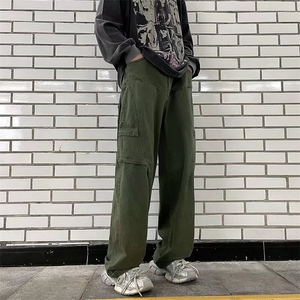 2024春款美式潮流纯棉工装裤男宽松直筒高腰hiphop休闲拖地长裤图片