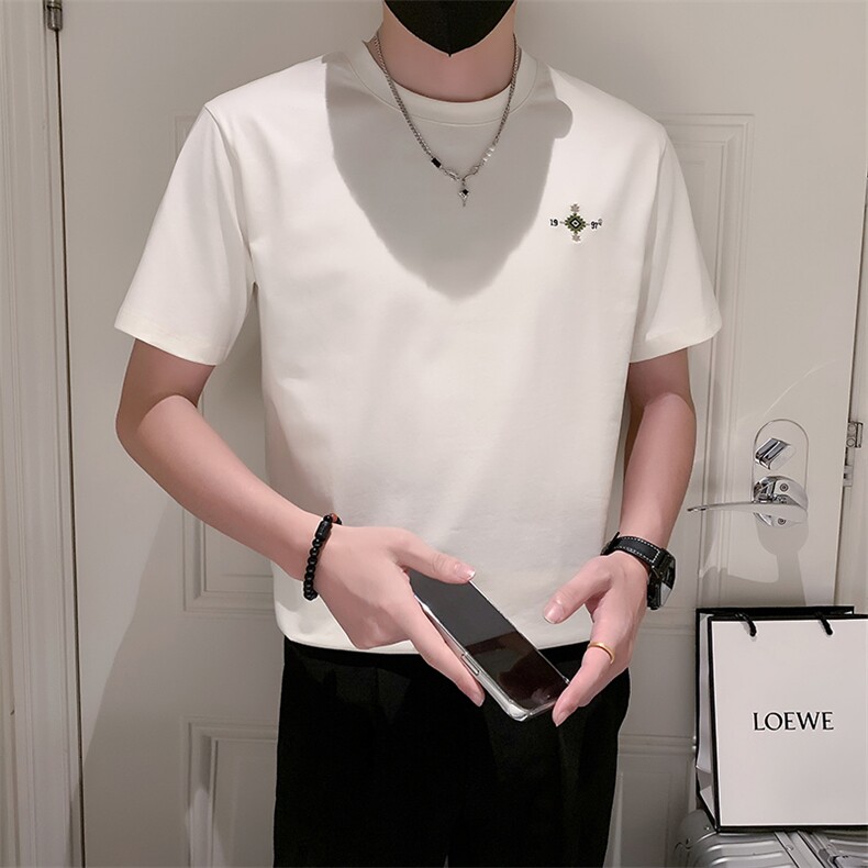 卡其3男潮夏季小伙简约休闲体恤ins打底上衣T301A-1/T95/P45,男装T恤,星座301A-1