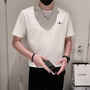 卡其3 男潮夏季小伙简约休闲体恤ins打底上衣T 301A-1/T95/P45图片