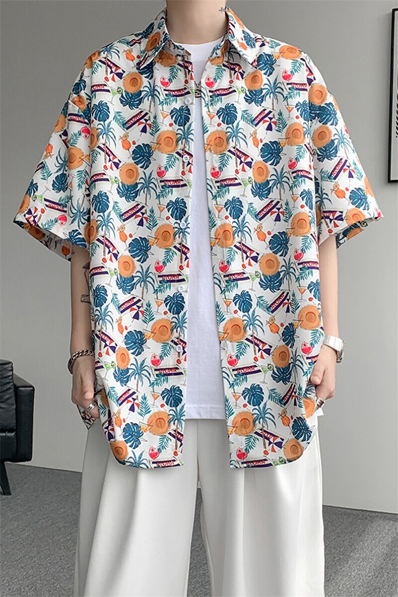 8XL-M花衬衫男短袖夏季薄款冰丝半袖宽松大码休闲外套DC28008P38,男装T恤,电商B312