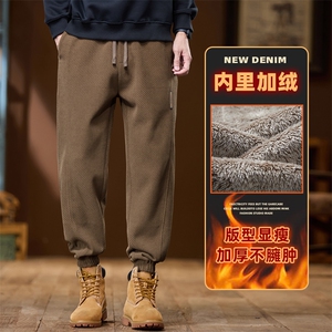 高街加绒保暖卫裤男士宽松束脚裤冬季加厚休闲长裤Z2619加绒-P50图片