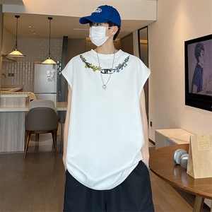 可设48小时发货支持抖音得物来样二开240克重磅美式麂皮绒背心t恤图片