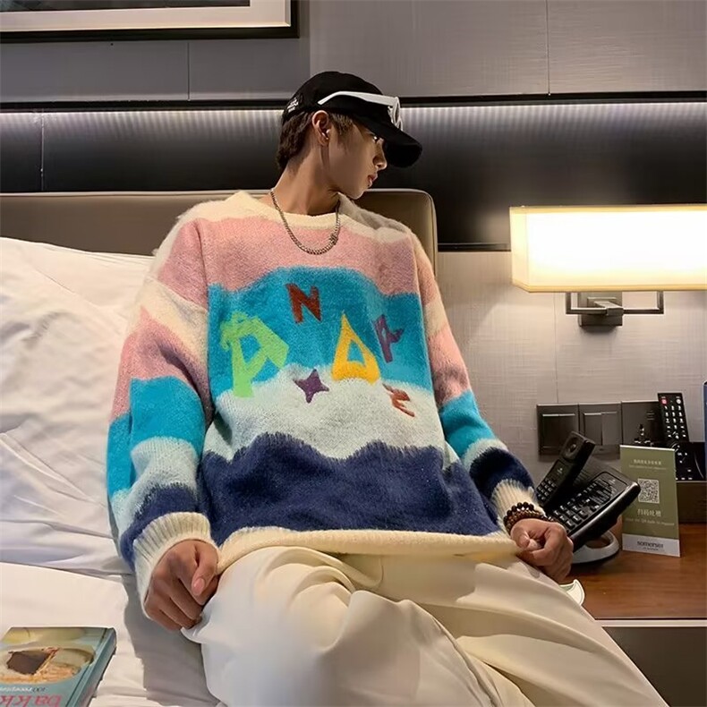 美式圆领毛衣男慵懒风休闲针织衫M5631P58,男装针织衫/毛衣,星座1116-2