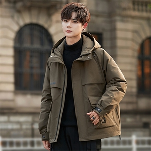 2025新款冬季短款工装连帽羽绒服525P350图片