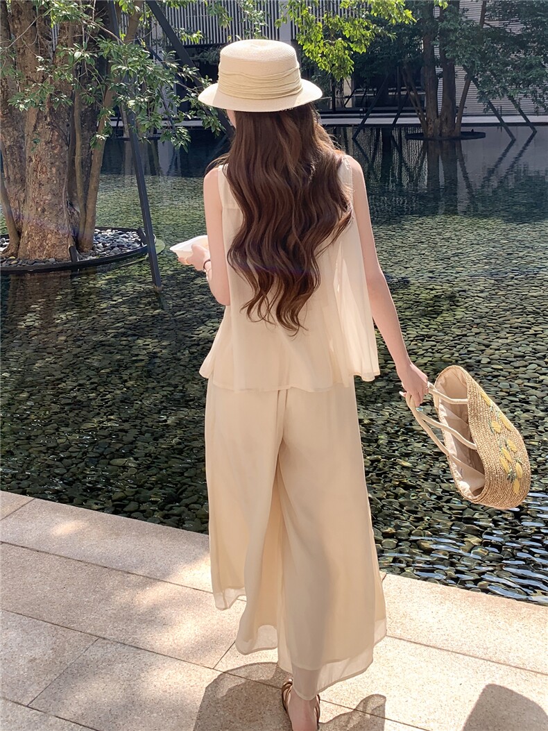超仙时尚阔腿裤套装女2026夏季新款洋气减龄显瘦绝美巨好看三件套,女装套装/套裙,衣秀之家