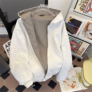 1506-1/WY1891/P59新款卫衣港风宽松简约连帽卫衣开衫男女同款图片