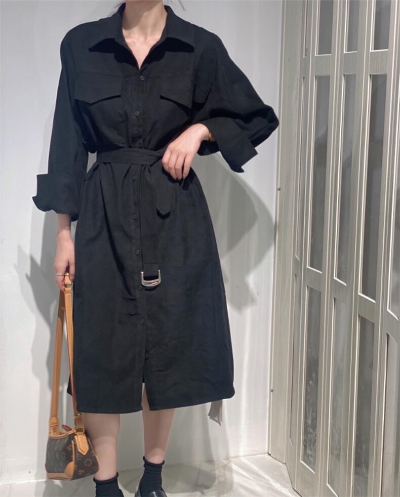 秋季风衣裙，女装风衣，驿谷