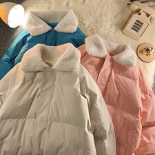 @地毯风冬季男士羊羔毛翻领棉衣纯色面包服棉服A071-Y277-P115,男装棉衣,电商A071