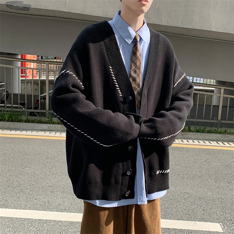 秋冬款开衫毛衣男日系ins潮牌港风韩版宽松针织外套MY0151-P48,男装针织衫/毛衣,星座308B-1