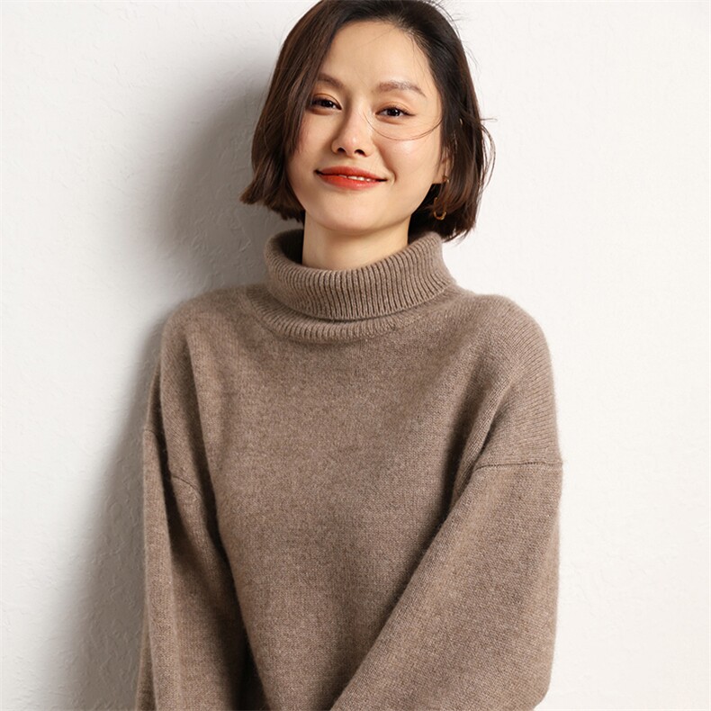 羊绒衫女高领宽松毛衣百搭时尚针织打底衫图片