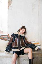 冬季热卖新款机车撞色皮毛一体外套，女装，AUDREY WANG