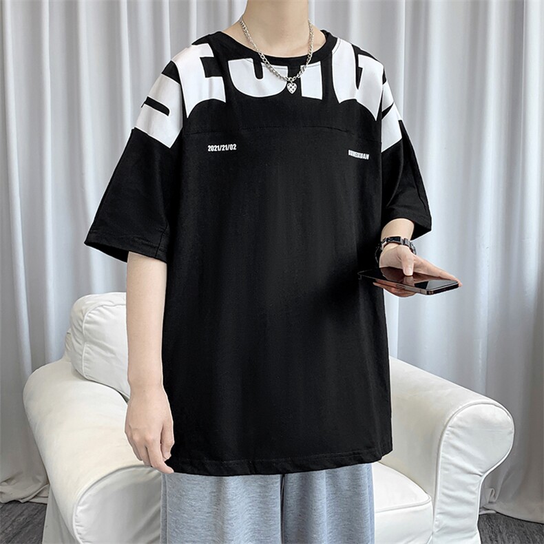 货足8XL-M美式纯短袖T恤男2023夏季新款ins潮半袖体恤加肥加大,男装T恤,钱塘717(原712)