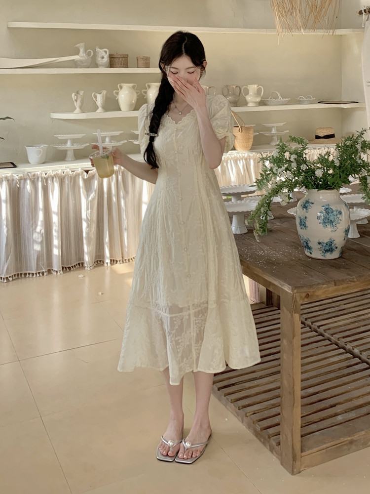 夏季新品！蕾丝花边刺绣度假风连衣裙85120黄-208A-P145-K255,女装连衣裙,浙宝208A