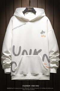 木板秋冬卡通字母印花宽松潮流连帽加绒卫衣A090-WY50-P65限88图片