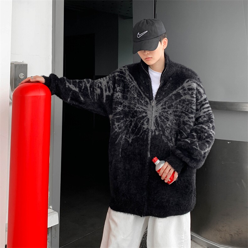 秋款男开衫毛衣蝴蝶扎染貂绒针织衫宽松外套M2401P68,男装针织衫/毛衣,星座1013-1