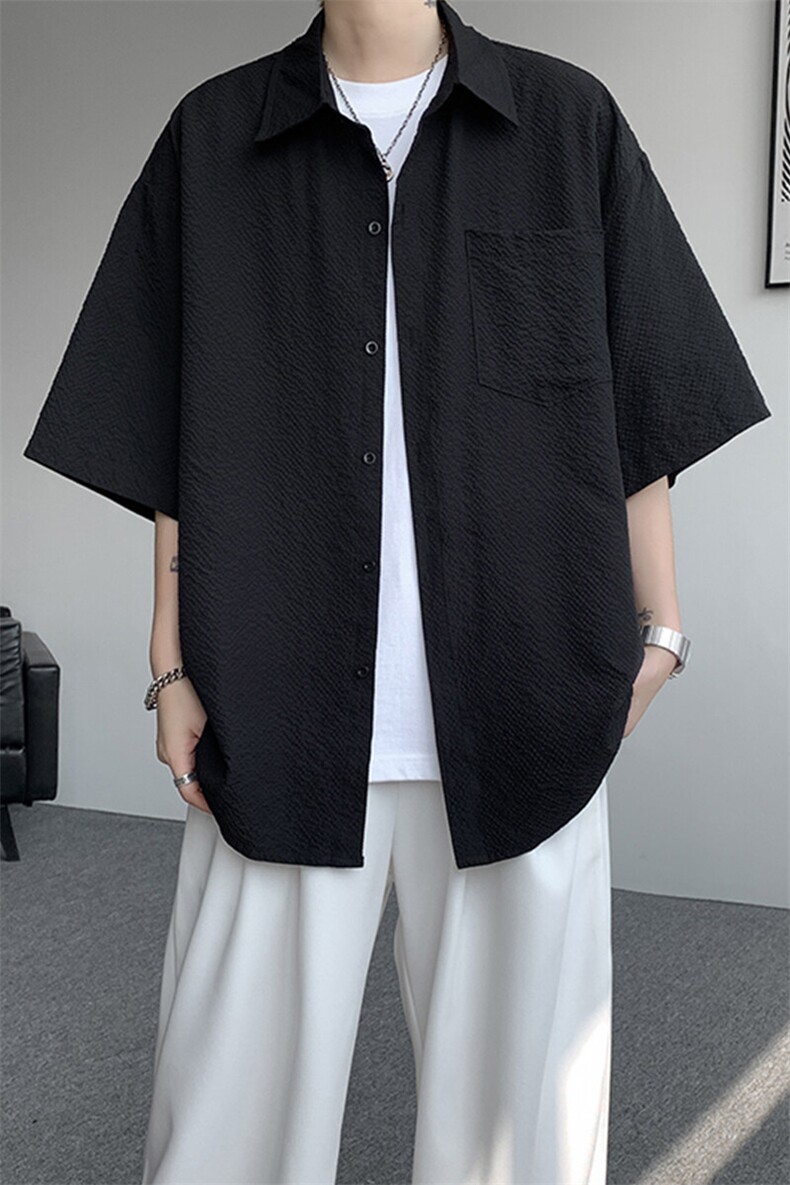 8XL-M泡泡纱盐缩肌理短袖衬衫男夏季冰丝外套防晒衬衣DC28011P36,男装衬衫,电商B312