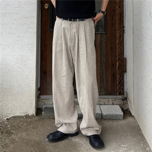 【现货量大价优】亚麻凉感休闲西裤复古宽松直筒阔腿裤K06025P55图片