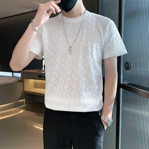 潮流T恤夏季男ins圆领时尚原宿百搭纯色五分袖TS313图片
