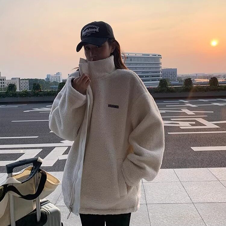 美式流行两面穿时尚双拼羊羔毛秋冬季韩版男女情侣棉服外套百搭潮,男装棉衣,星座516A